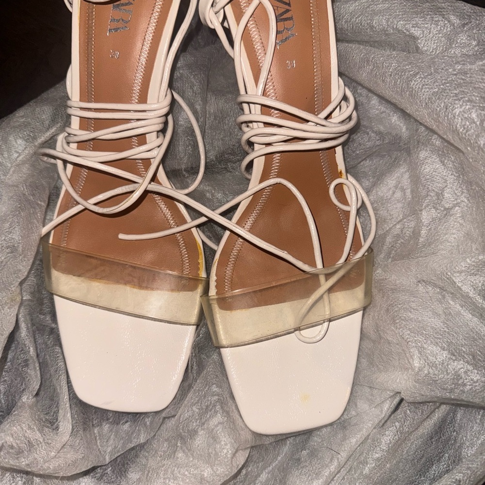 Zara White Strappy Sandals